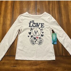 365 Kids Ivory Long Sleeve Top “All Love” Size 5 NWT